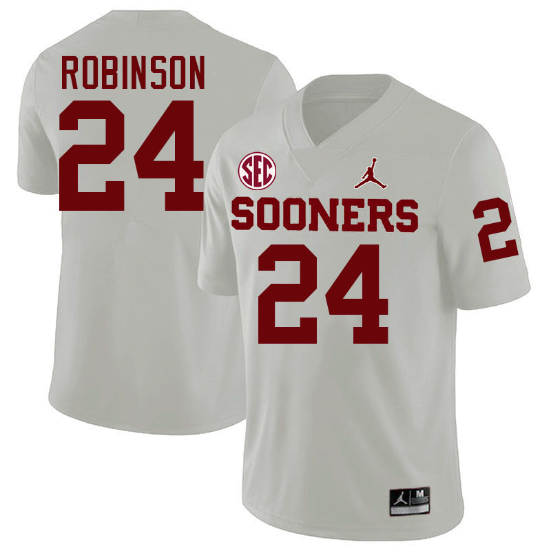 Oklahoma Sooners #24 Xavier Robinson College Football Jerseys,Uniforms-White